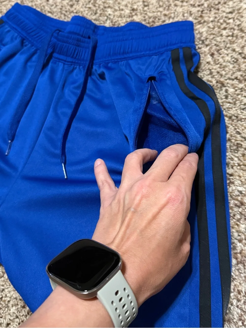 Adidas Royal Blue Workout Essentials Base 3 Stripes Pique Athletic Shorts Mens S